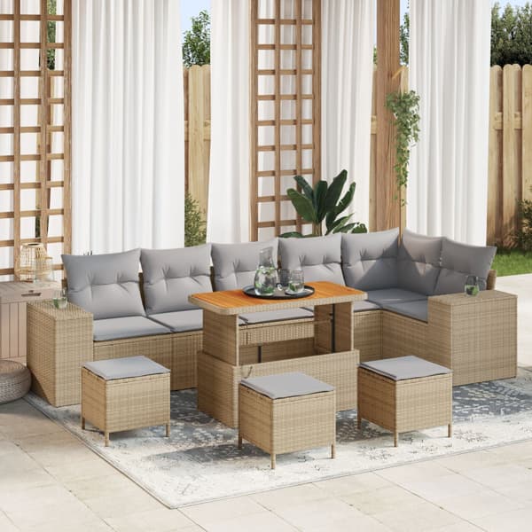 Trädgårdsoffset 10 pcs Beige konstrotting