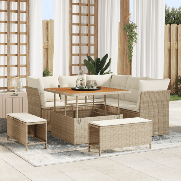 Trädgårdsoffset 8 st Beige konstrotting