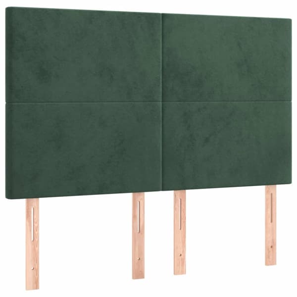 Ramsäng med madrass & LED mörkgrön 140x200 cm sammet