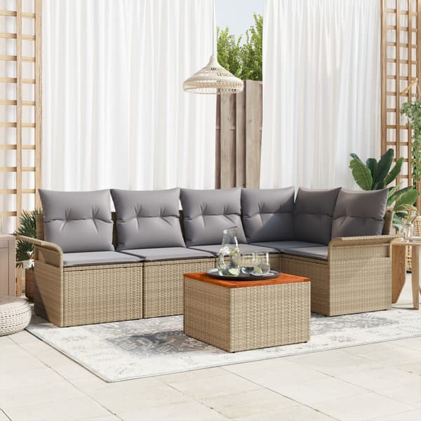 Trädgårdsoffset 6 pcs Beige och Ljusgrå konstrotting