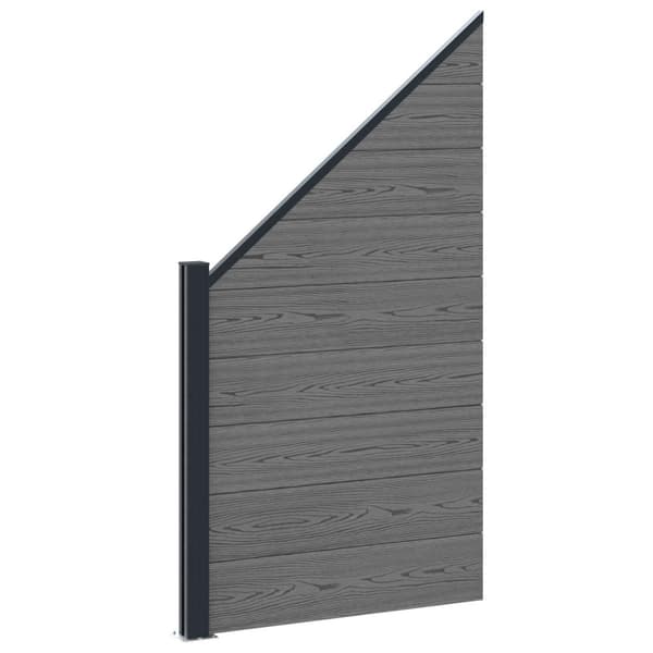 Stängselset 10 st 1657 x 186 cm WPC och aluminium Grå