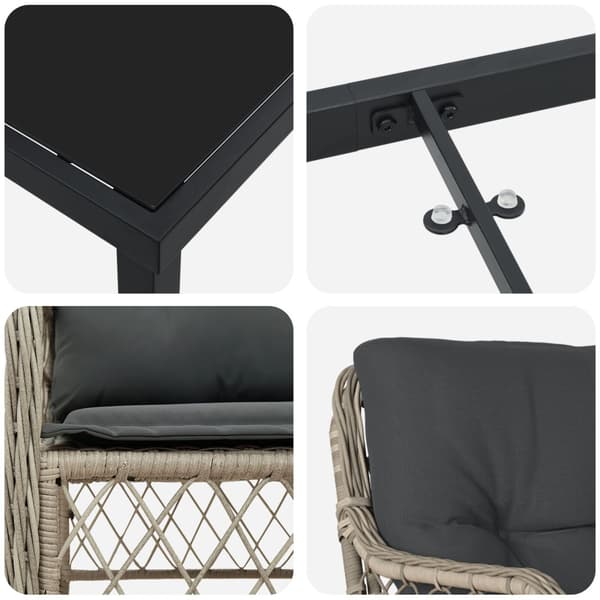 Trädgårdsmöbelset med kudde 9 pcs Ljusgrå konstrotting