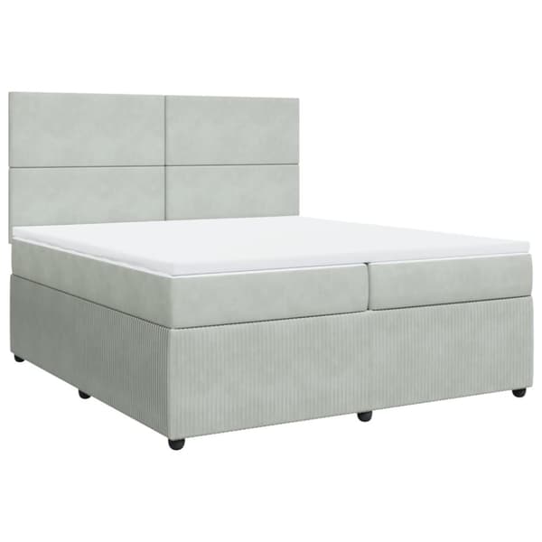 Ramsäng med madrass ljusgrå 200x200 cm sammet