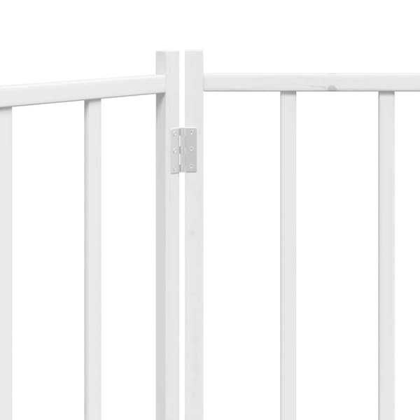 Hundgrind hopfällbar 3 paneler vit 150 cm massivt granträ
