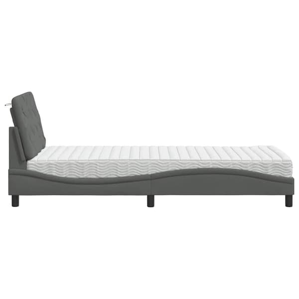 Bed with Mattress Dark Grey 90x190 cm Fabric