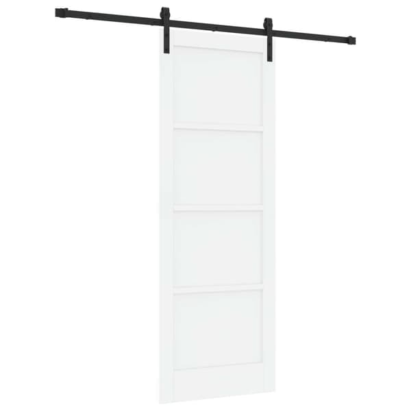 Skjutdörr 78 x 211 cm Konstruerat trä Vit och svart