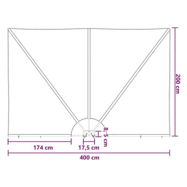 Balkongskärm 200 x 400 cm Polyester Rektangulär Ljusgrå