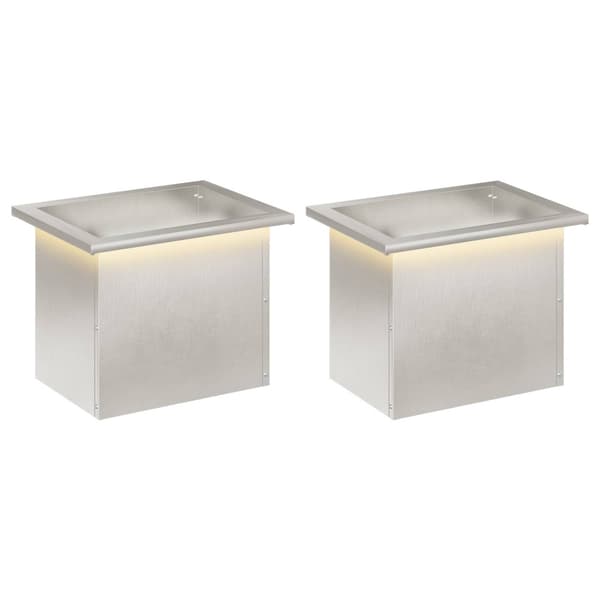 Odlingslåda med LED 2 st Silver 30 x 40 x 30 cm Rostfritt stål