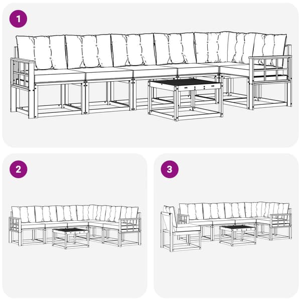 Utomhussoffset med kudde 7 pcs Vit och Beige