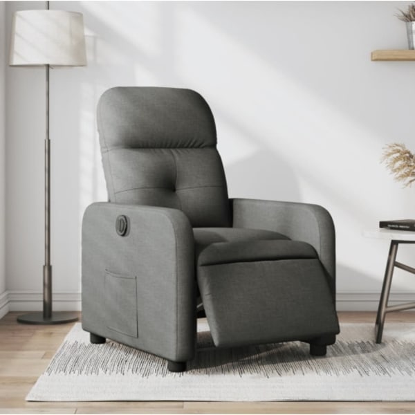 Elektrisk reclinerfåtölj mörkgrå tyg