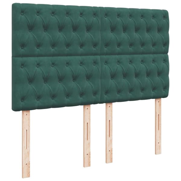 Ottoman sängram med madrasser mörkgrön 140x200 cm sammet