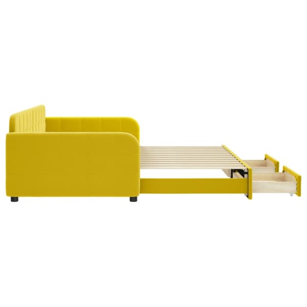 Dagbädd utdragbar med lådor gul 100x200 cm sammet