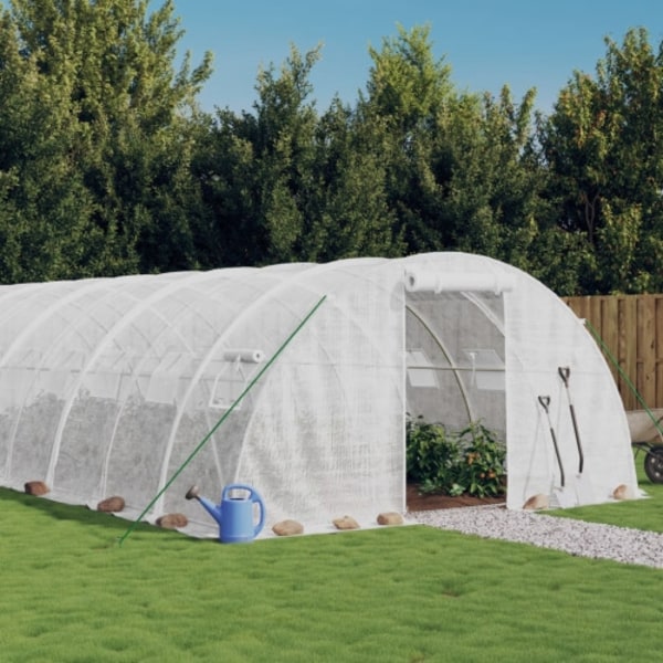 Växthus med stålram vit 72 m² 18x4x2 m
