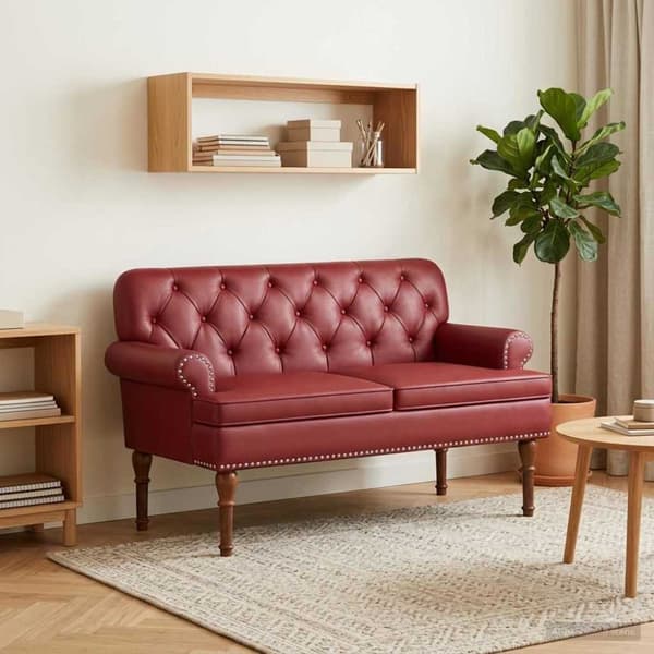 Loveseat med knapprapport Vinröd 120 x 65 x 77 cm Konstläder
