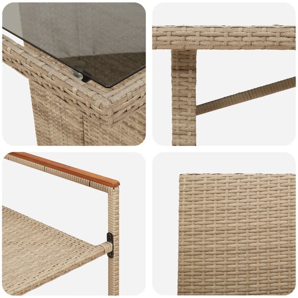 Trädgårdsmöbelset 7 pcs Beige konstrotting