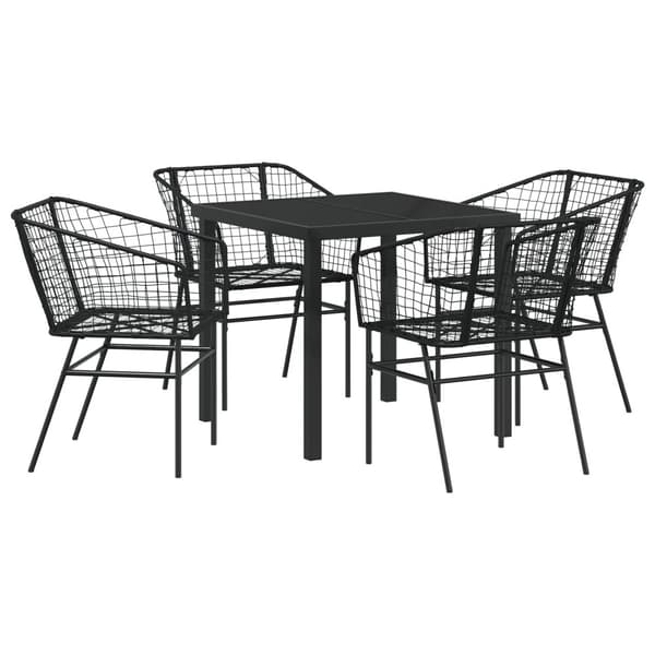 Trädgårdsmöbelset 5 pcs Svart konstrotting