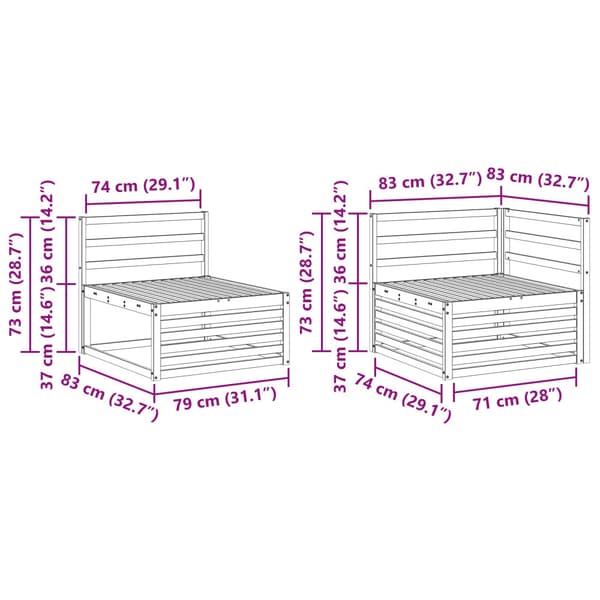 Utomhussoffset 5 pcs Naturfärg