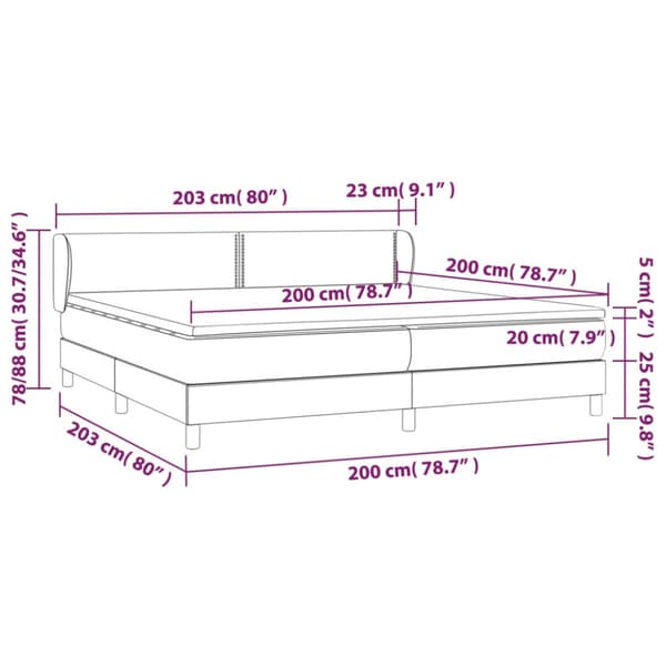 Ramsäng med madrass mörkblå 200x200 cm sammet