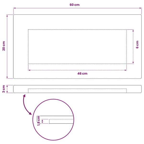 Rektangulärt Bordsskiva 90 x 50 x 3,5 cm Rektangulär Mörkbrun