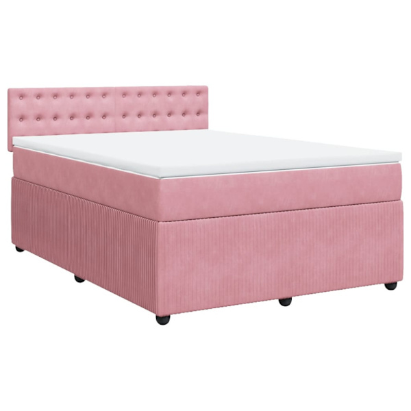Ramsäng med madrass rosa 140x190 cm sammet