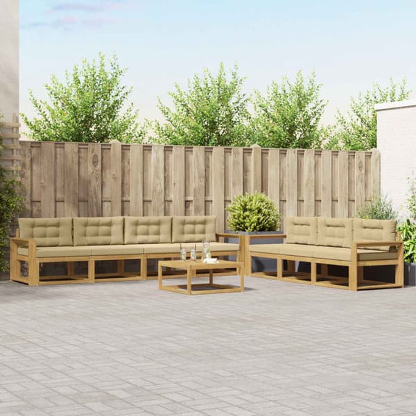 Utomhussoffset med kudde 7 pcs Vit och Beige