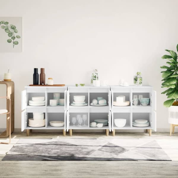 Skänk 3 st vit 60x35x70 cm konstruerat trä