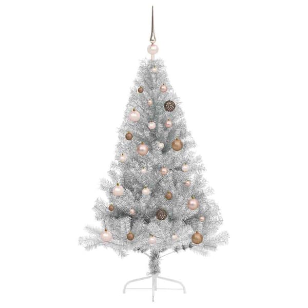 Konstgjord Förbelyst Julgran Silver 150 cm PET