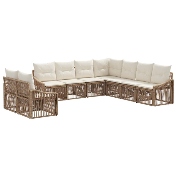 Trädgårdsoffset 9 pcs Beige konstrotting
