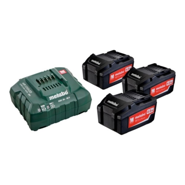 Metabo BASIC SET 3 X 4.0 AH Li-Power batteriladdare - med batteri - 3 - Li-Ion