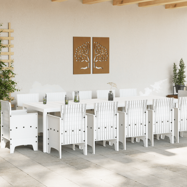Trädgårdsmöbelset 13 pcs Vit Poly rattan