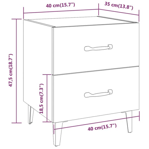 Sängbord vit 40x35x47,5 cm