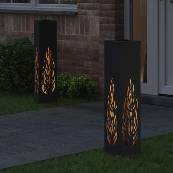 Solar LED Stig Ljus 2 pcs Svart Kallvalsat stål
