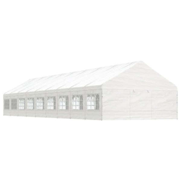 Paviljong med tak vit 20,07x5,88x3,75 m polyeten