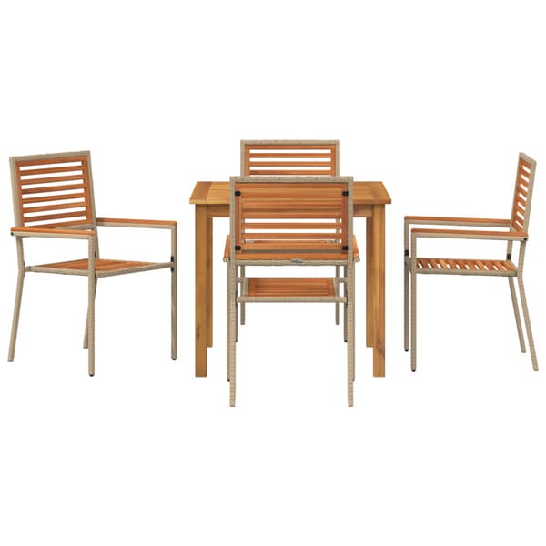 Trädgårdsmöbelset 5 pcs Beige Massivt Akaciaträ