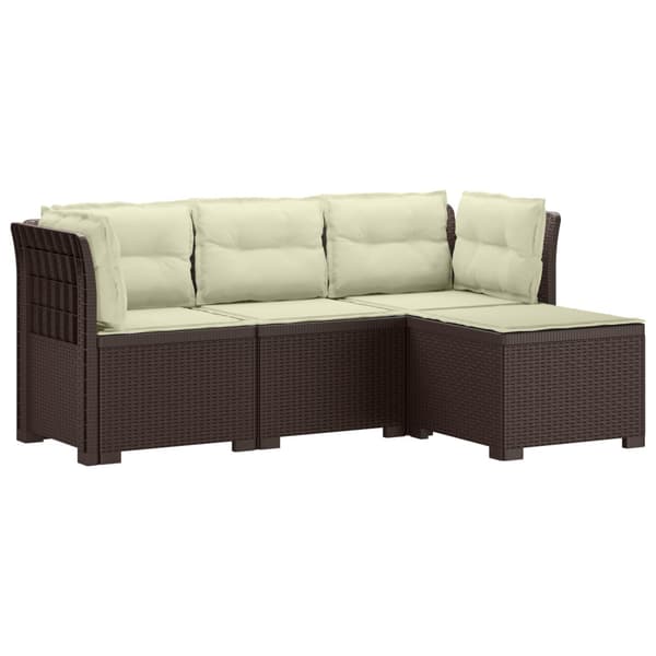 4-sits Trädgårdsoffa med Kuddar Rattan Look PP Brun