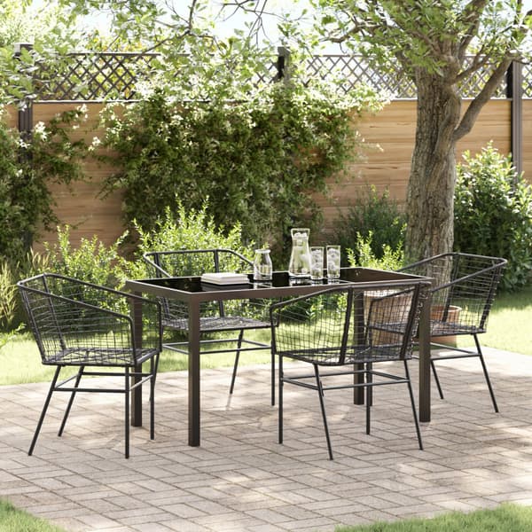Trädgårdsmöbelset 5 pcs Svart konstrotting