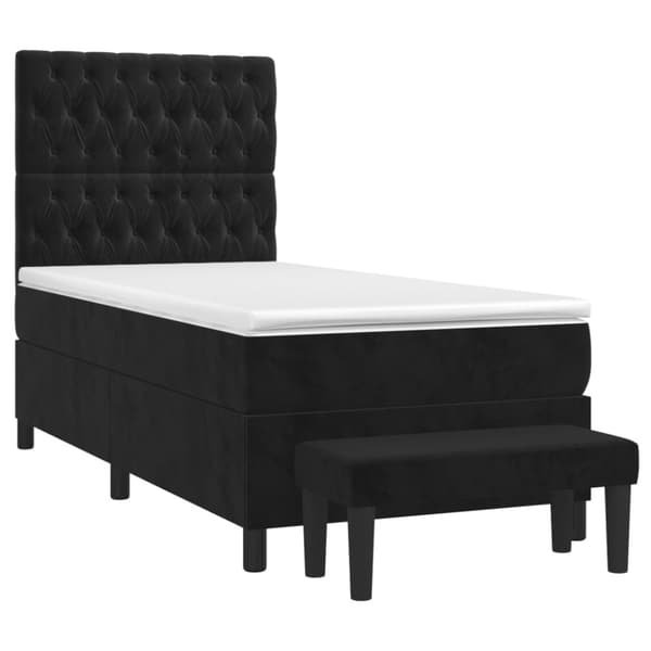 Ramsäng med madrass svart 100x200 cm sammet