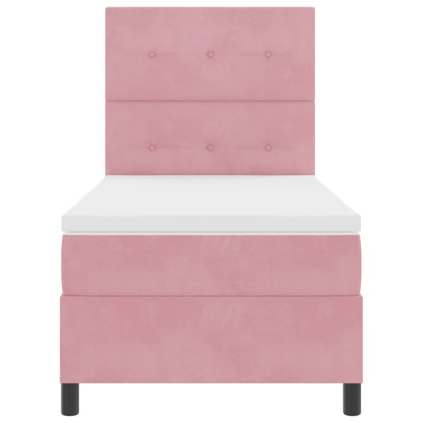 Bäddfjäder med huvudgavel Rosa 80 x 200 cm Sammet