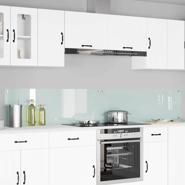 Köksskydd 2 pcs Vit 120 x 40 cm härdat glas