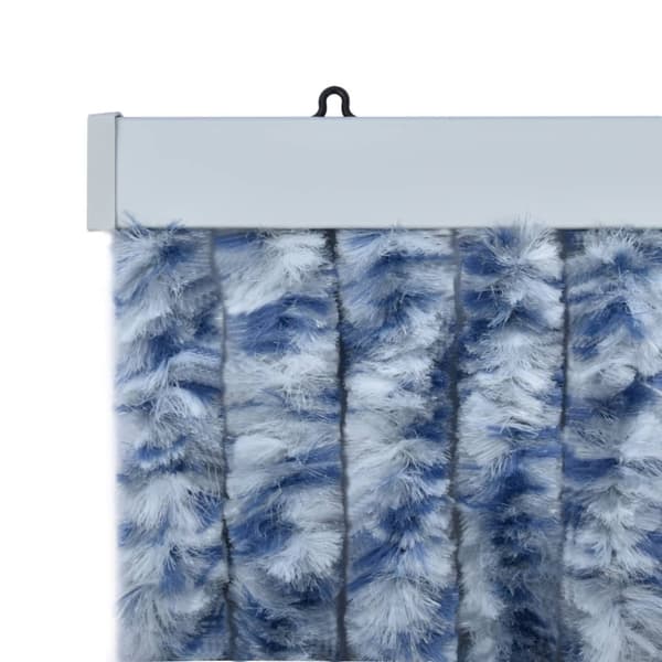 Insektsdraperi blå, vit och silver 56x185 cm chenille