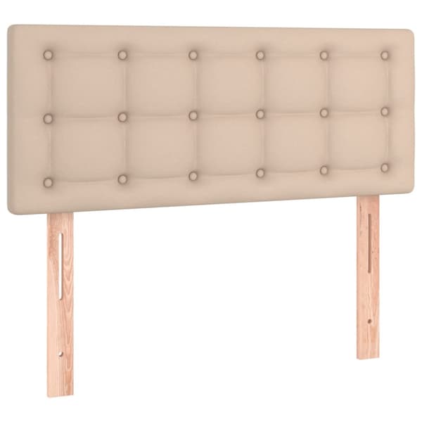 Ramsäng med bäddmadrass cappuccino 100x200 cm konstläder