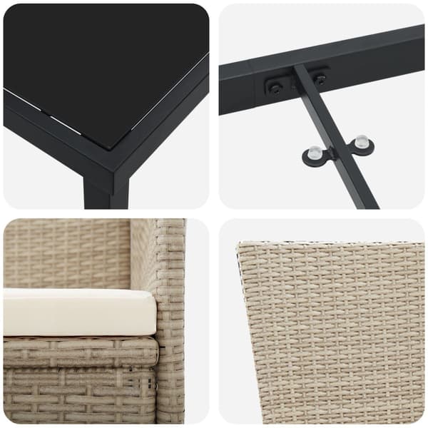 Trädgårdsmöbelset med kudde 7 pcs Beige konstrotting