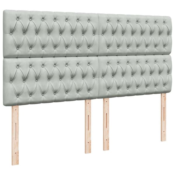Ottoman sängram med madrasser ljusgrå 180x200 cm sammet