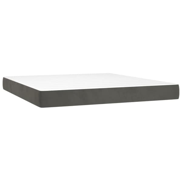 Ramsäng med madrass mörkgrå 160x200 cm sammet
