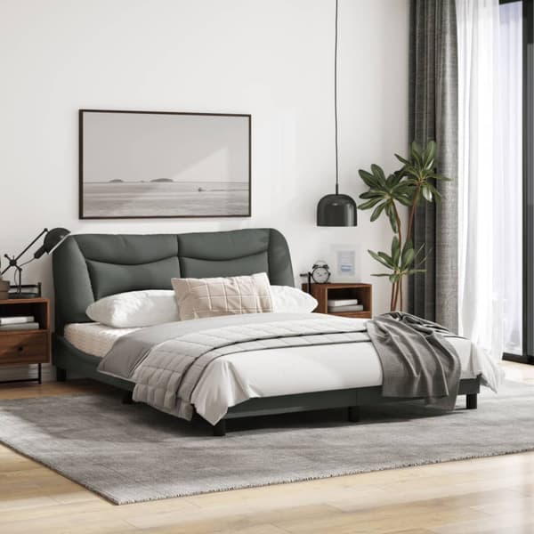 Bed Frame without Mattress "Hvar" Dark Grey 160x200 cm Fabric