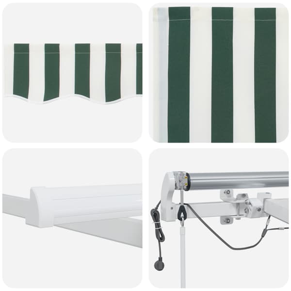 Utfällbar markis Grön och Vit 500 × 350 cm Polyester och metall
