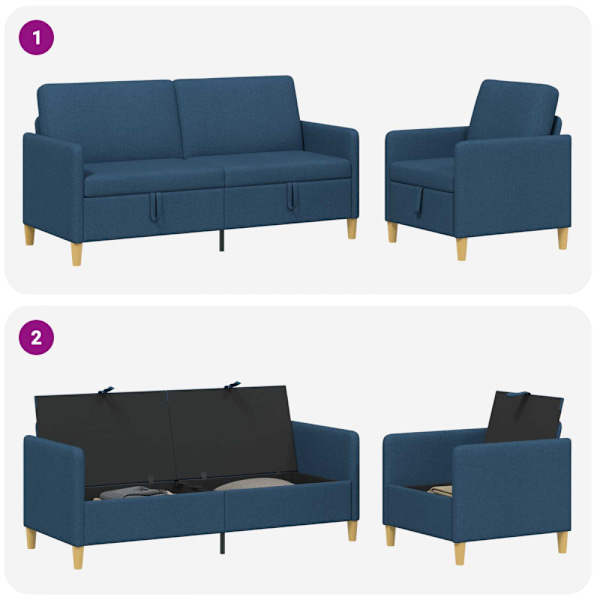Soffgrupp med förvaring 2 pcs Blå Polyester