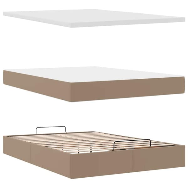 Ottoman sängram med madrass cappuccino 140x190 cm konstläder