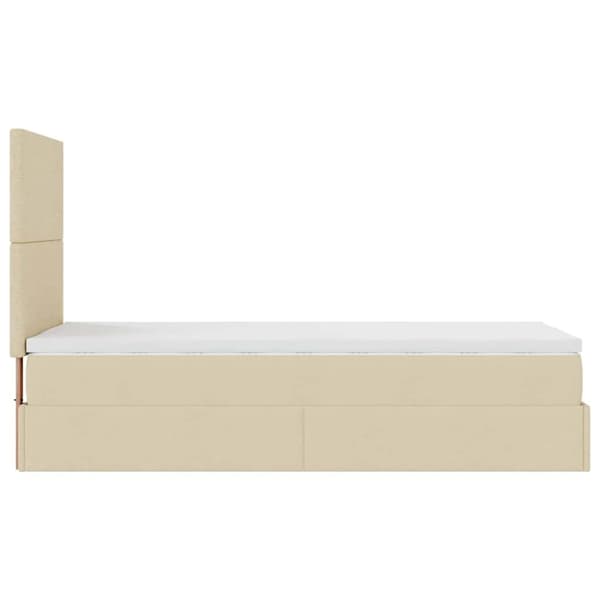 Ottoman sängram med madrass gräddvit 80x200 cm tyg