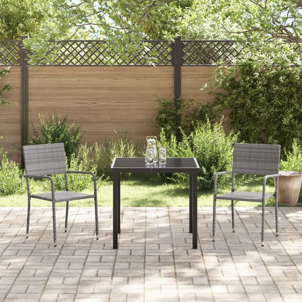 Trädgårdsmöbelset med kudde 3 pcs Grå konstrotting